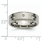 Chisel Titanium Brushed and Polished 1/20 Carat Diamond Cross Cut Out 7mm Band