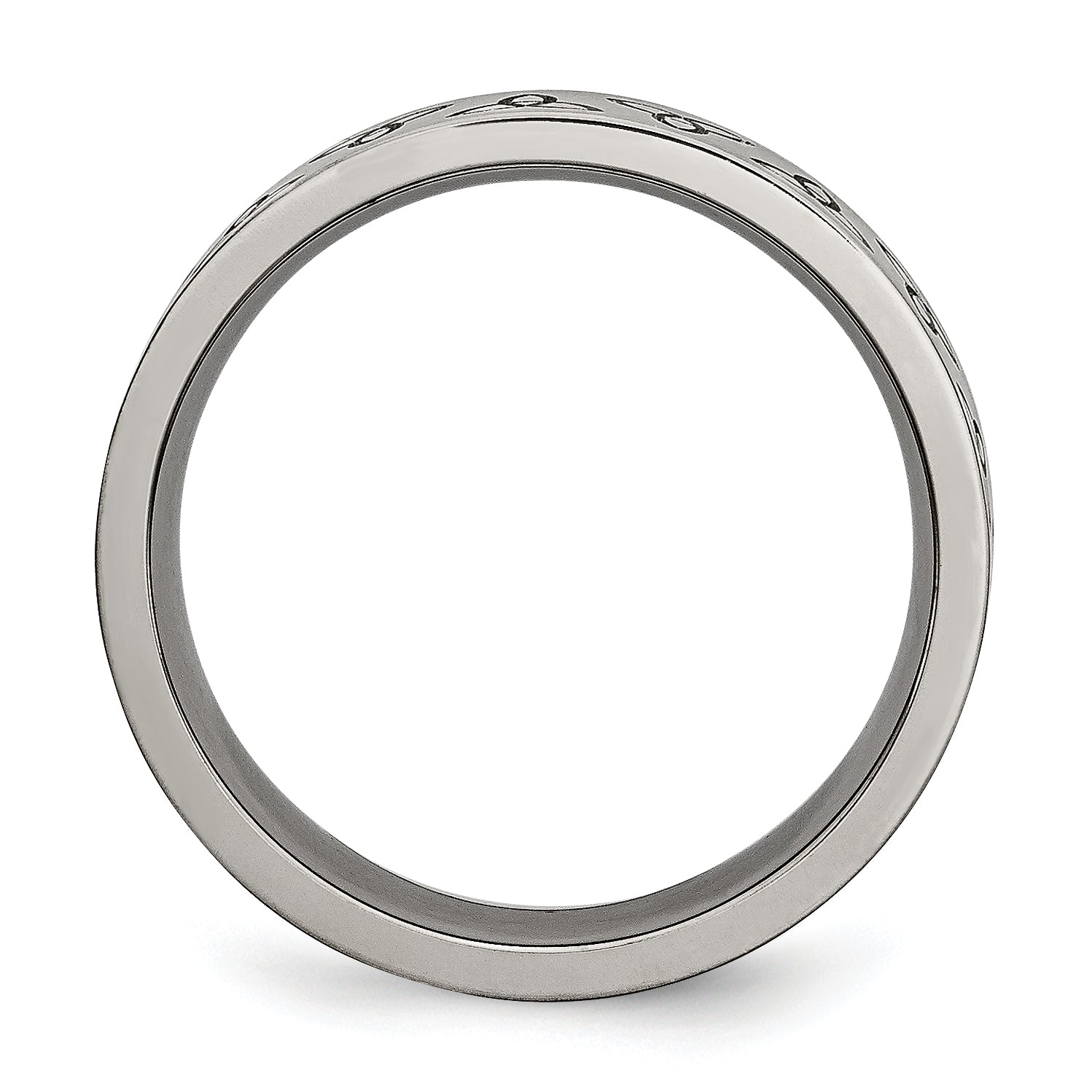 Chisel Titanium Brushed 6mm Trinity Symbol Flat Band Secondary image