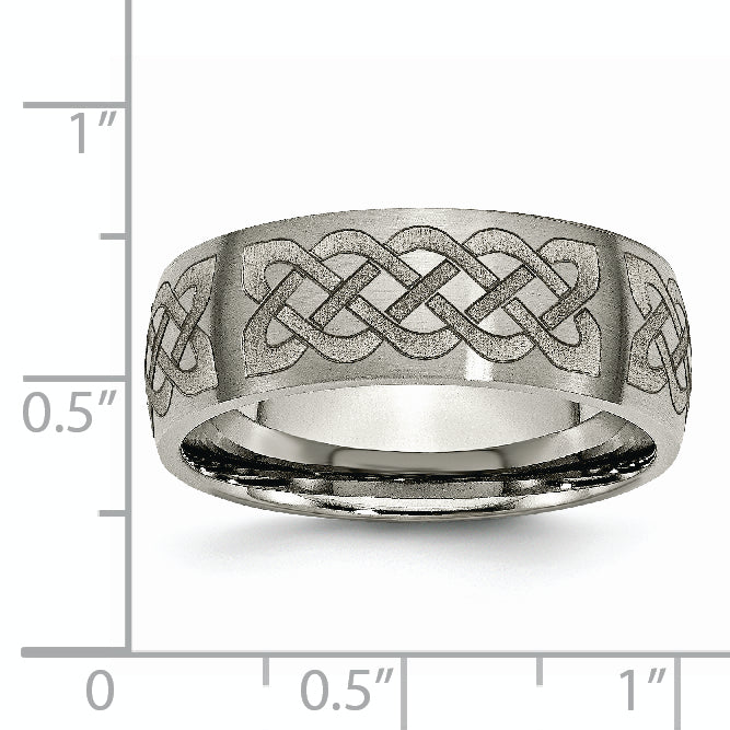 Chisel Titanium Brushed Celtic Laser Design 8mm Band
