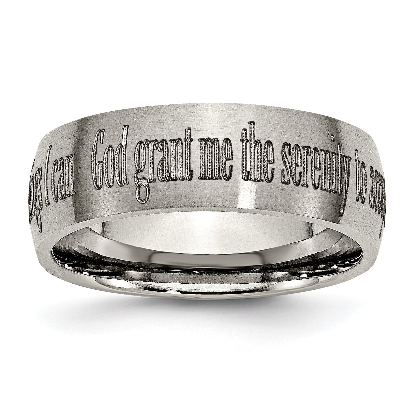 Chisel Titanium Brushed Serenity Prayer Laser Design 8mm Band Main image