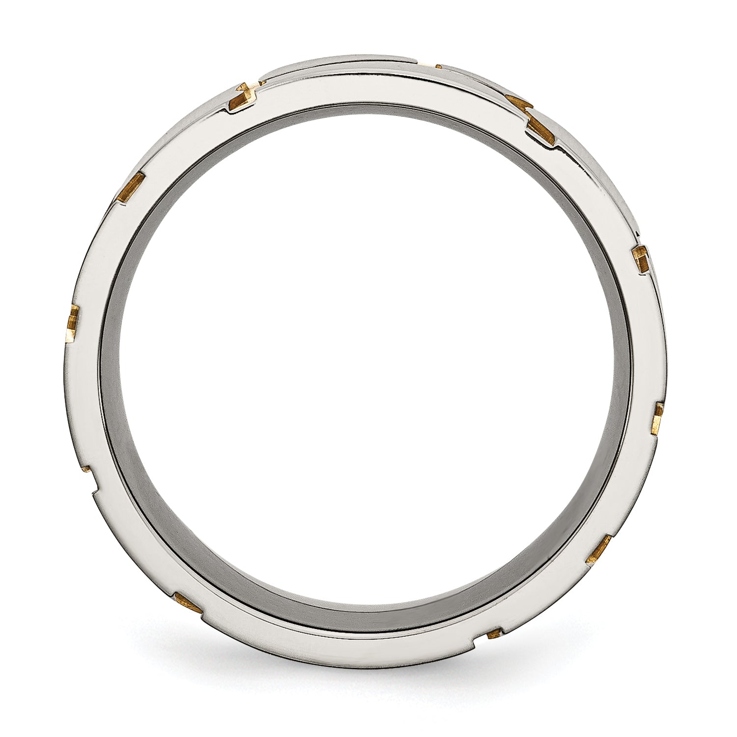 Chisel Titanium Brushed Yellow IP-plated 8mm Grooved Band Secondary image