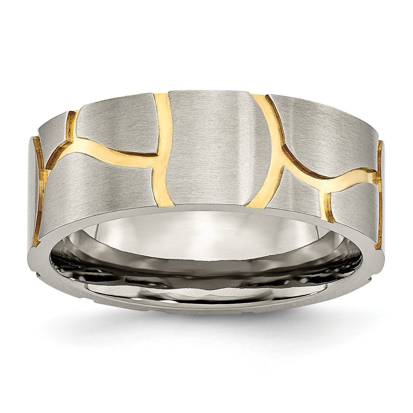 Chisel Titanium Brushed Yellow IP-plated 8mm Grooved Band Main image