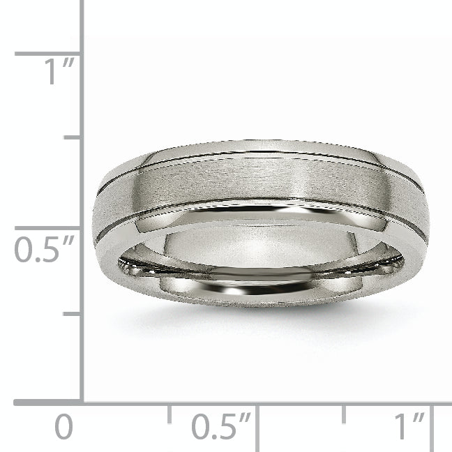 Chisel Titanium Brushed and Polished 6mm Grooved Edge Band
