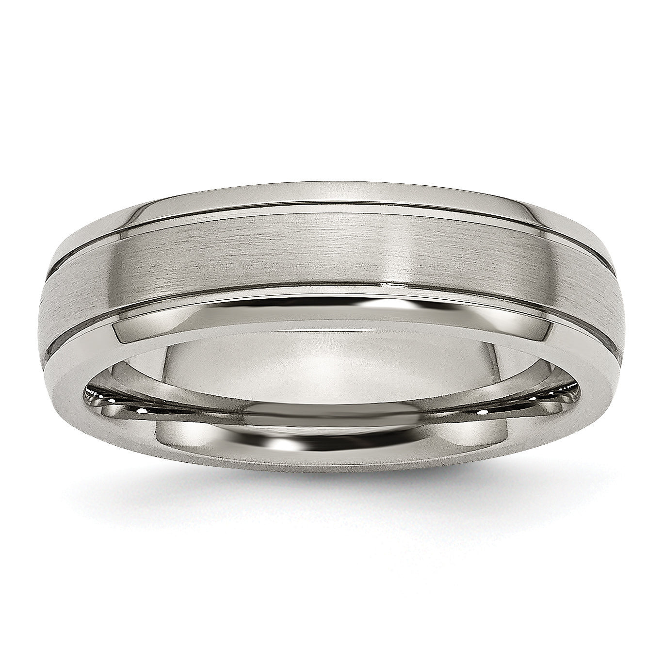 Chisel Titanium Brushed and Polished 6mm Grooved Edge Band Main image
