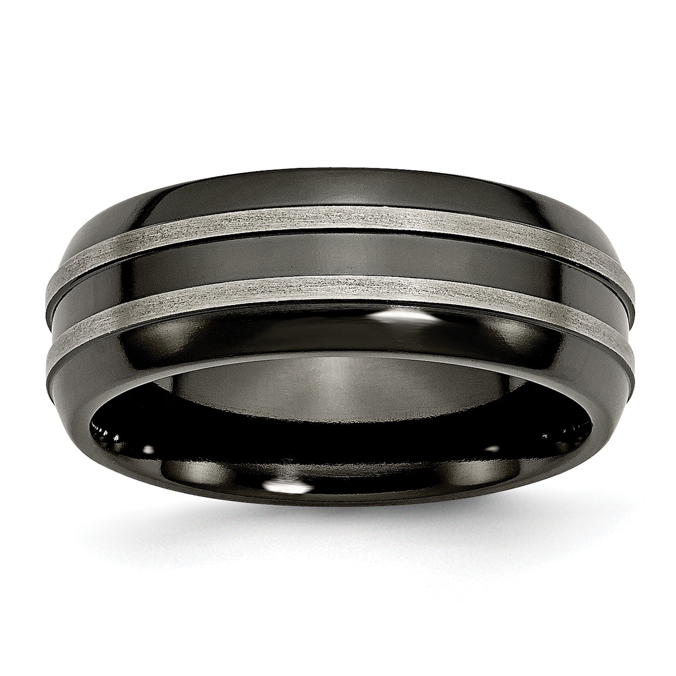 Titanium Grey & Black Ti Brushed and Polished 8mm Band Main image