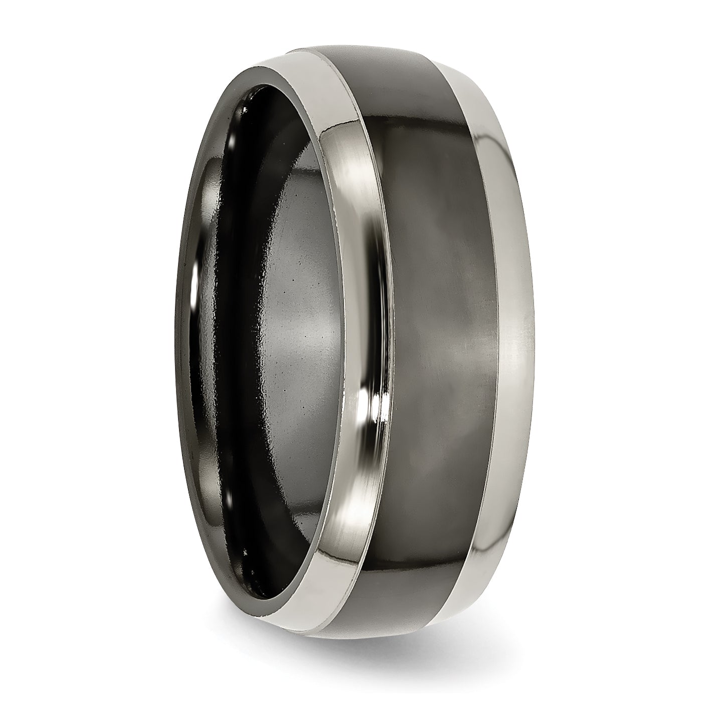 Chisel Titanium Grey and Black Ti Polished 8mm Band