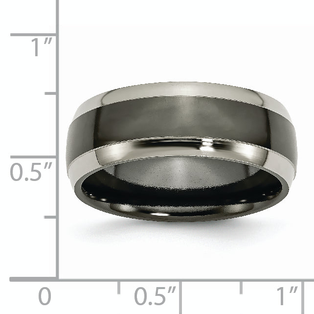 Chisel Titanium Grey and Black Ti Polished 8mm Band