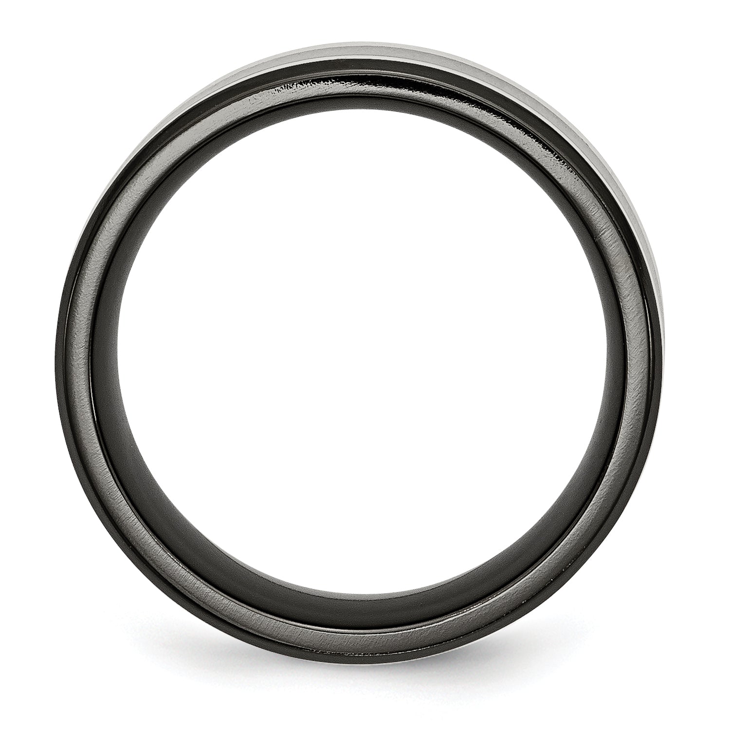 Titanium Black Ti with Sterling Silver Inlay Polished 9mm Flat Band Secondary image