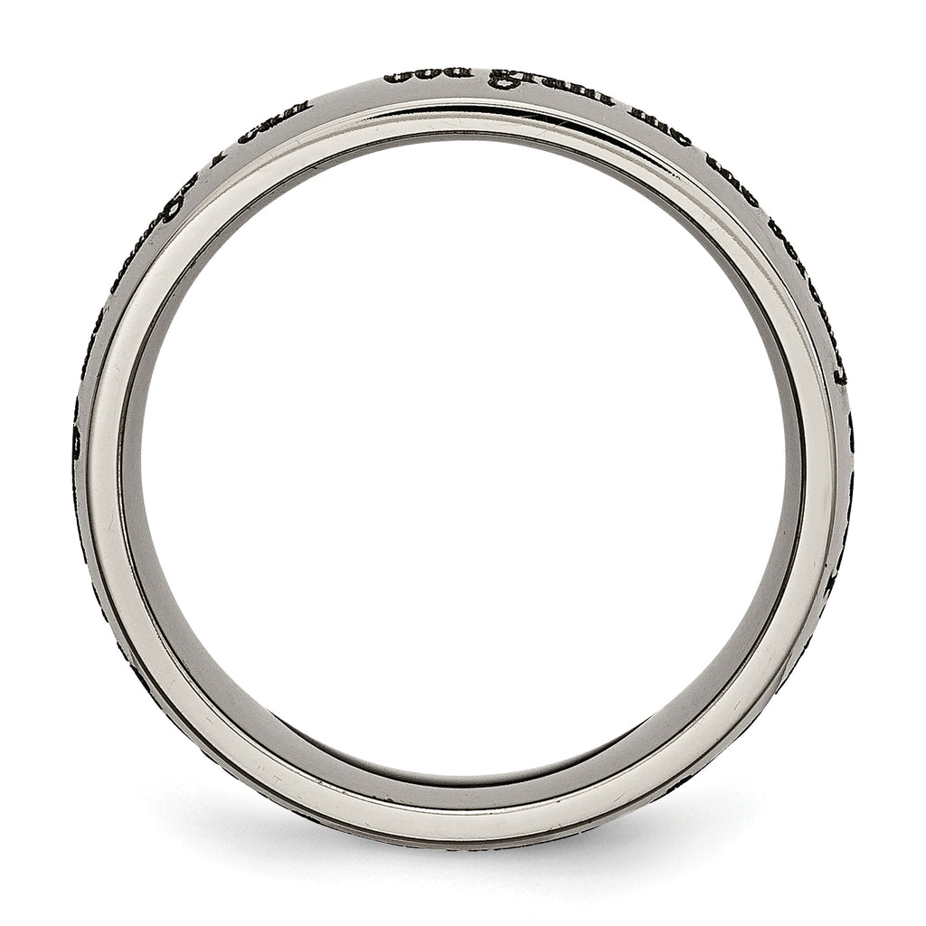 Chisel Titanium Polished Serenity Prayer Laser Design 8mm Band