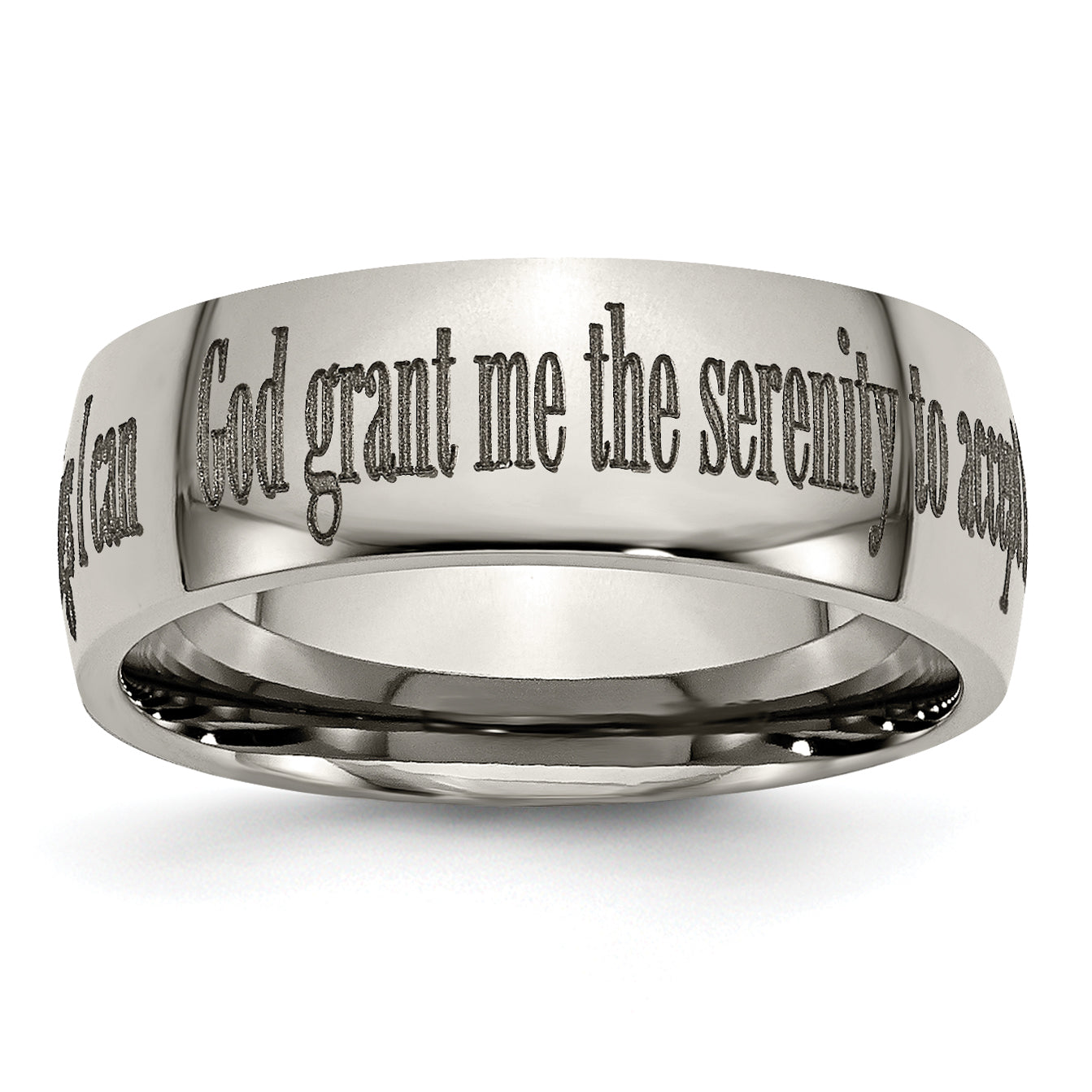 Chisel Titanium Polished Serenity Prayer Laser Design 8mm Band Main image