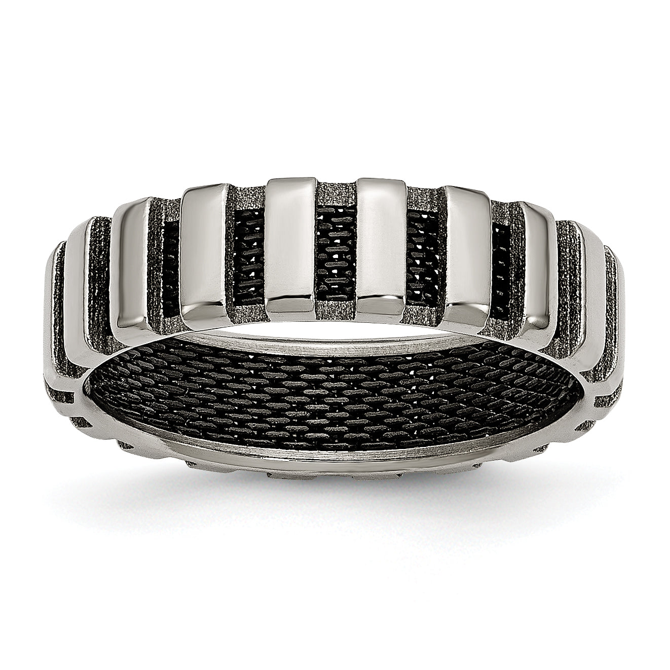 Chisel Titanium Polished with Black IP-plated Wire 6mm Band Main image