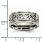 Chisel Titanium Brushed Center 9mm Scroll Design Band