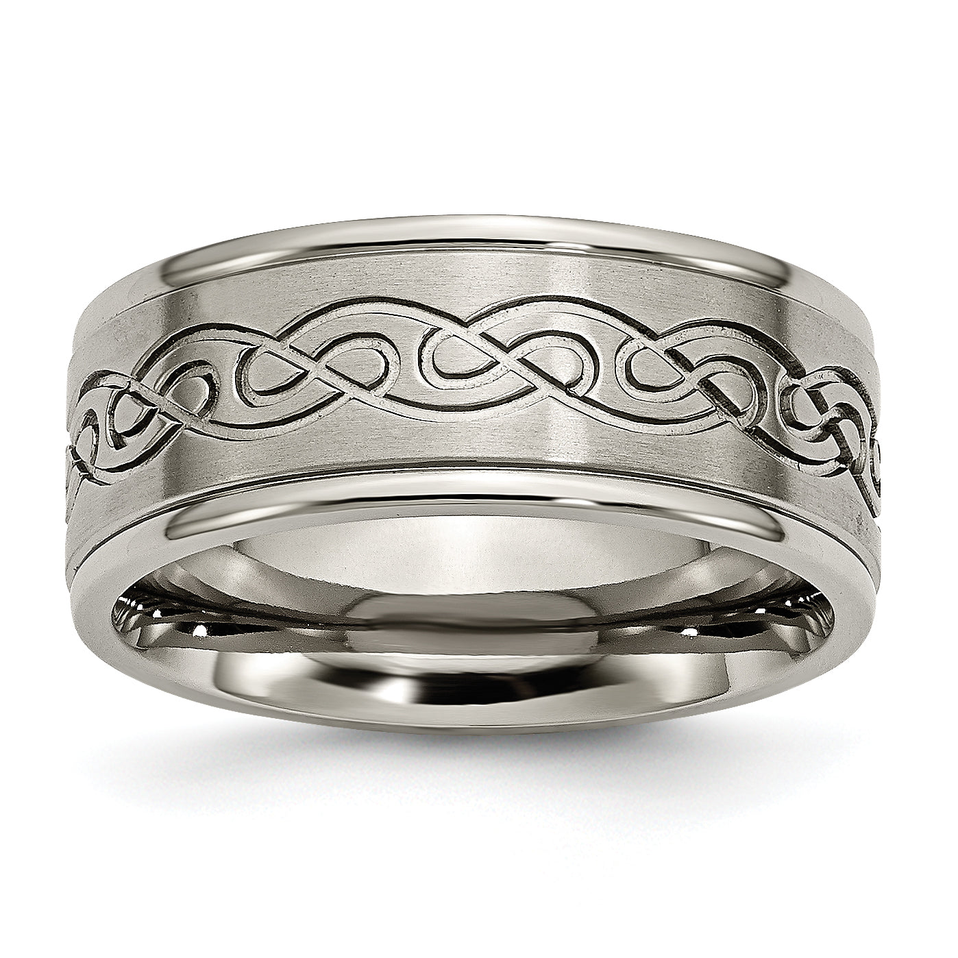 Chisel Titanium Brushed Center 9mm Scroll Design Band Main image