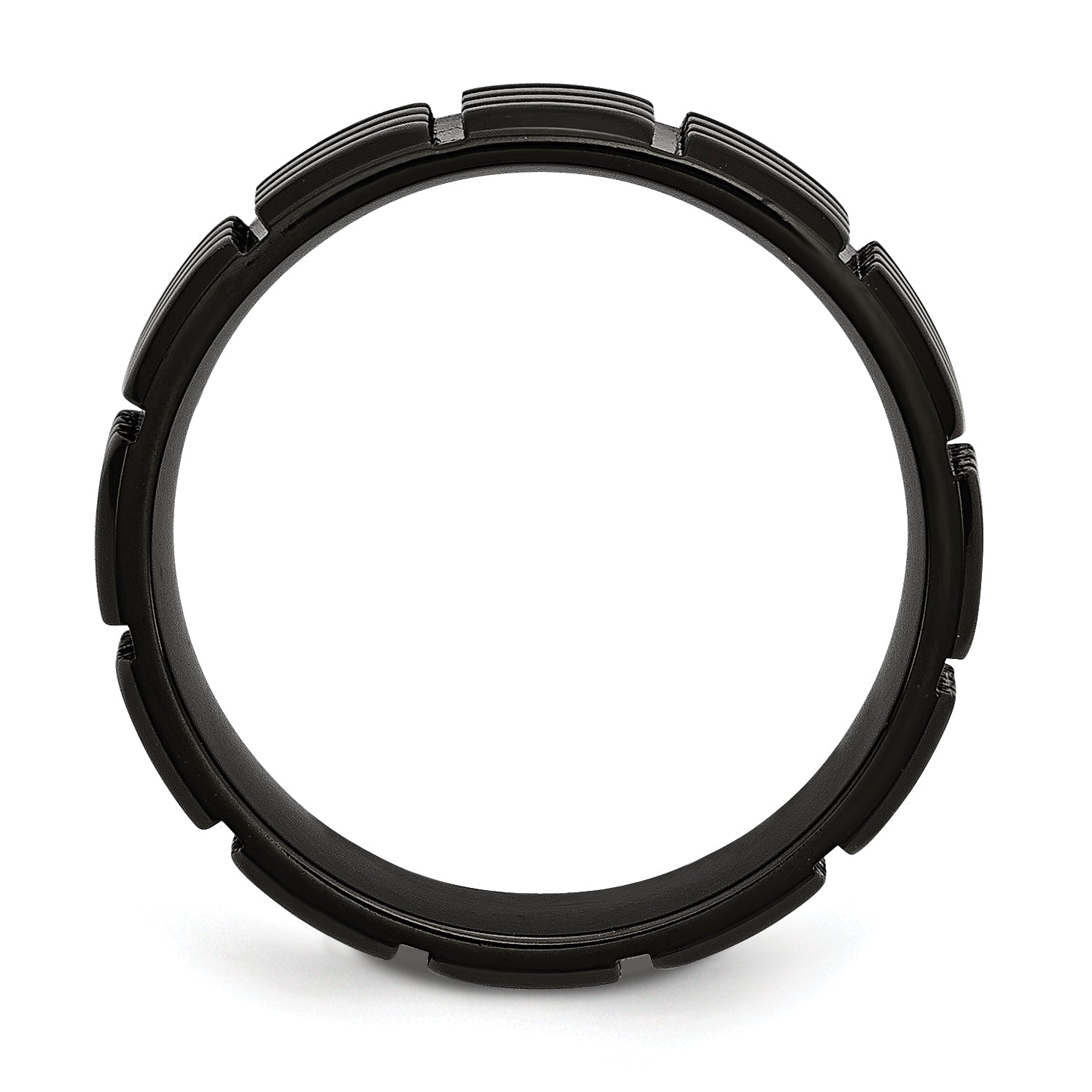 Black IP-Plated Grooved Wedding Band in Titanium, 8mm Secondary image