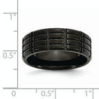 Chisel Titanium Brushed Black IP-plated 8mm Grooved Band