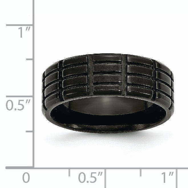 Chisel Titanium Brushed Black IP-plated 8mm Grooved Band
