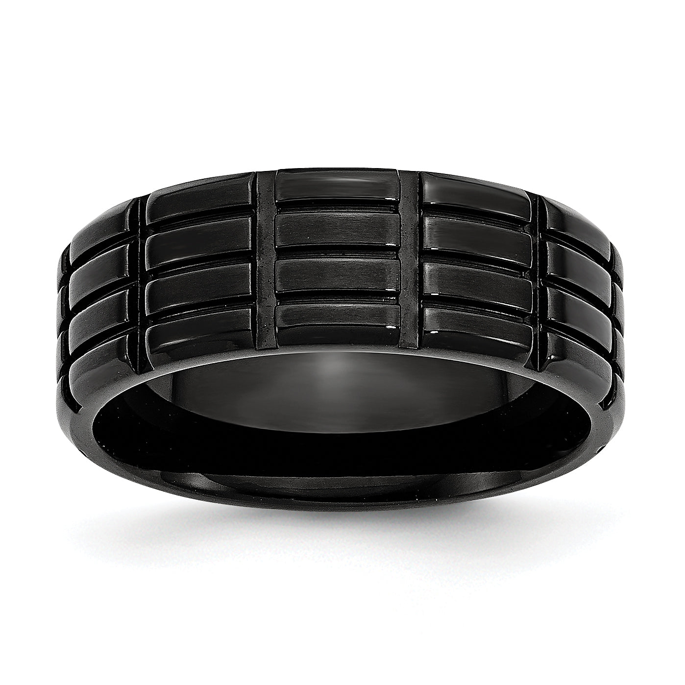 Chisel Titanium Brushed Black IP-plated 8mm Grooved Band Main image
