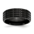 Chisel Titanium Brushed Black IP-plated 8mm Grooved Band