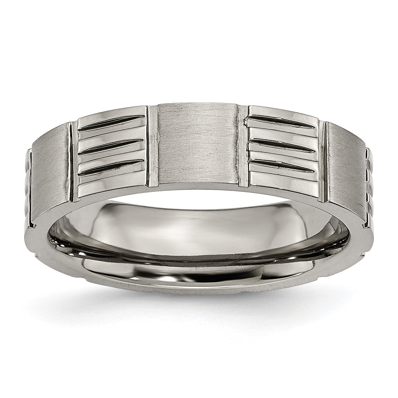 Titanium Satin and Polished 6mm Notched Band Main image