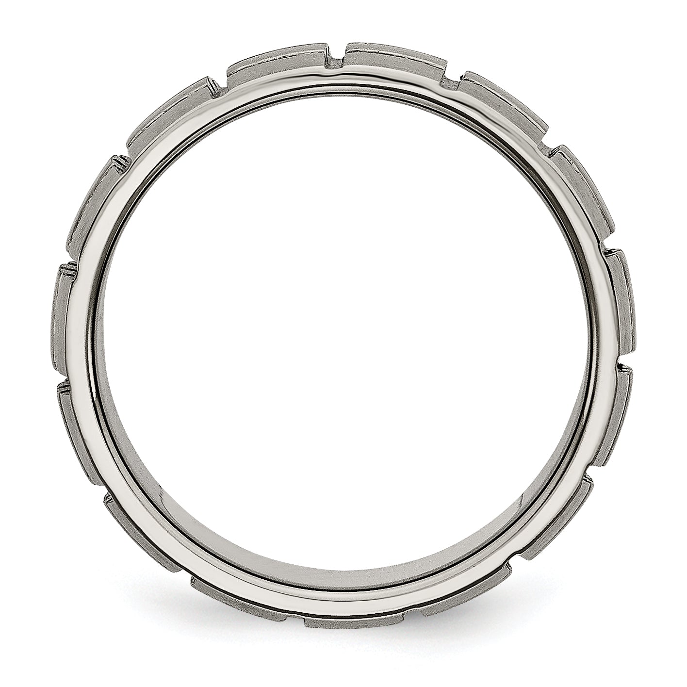 Notched & Grooved Wedding Band in Titanium, 8mm Secondary image