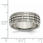 Titanium Satin 8mm Notched and Grooved Band