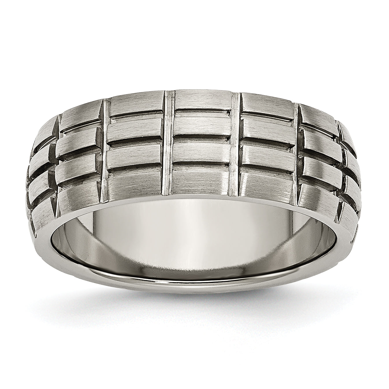 Titanium Satin 8mm Notched and Grooved Band Main image