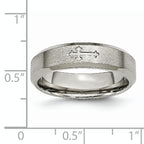 Chisel Titanium Brushed Center Cross Design 6mm Beveled Edge Band