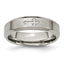 Chisel Titanium Brushed Center Cross Design 6mm Beveled Edge Band