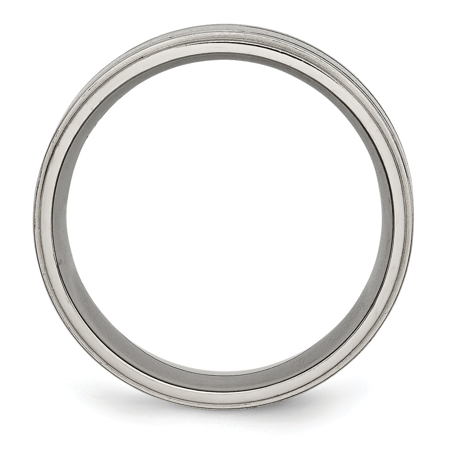 Black Enamel Ridged Wedding Band in Titanium, 8mm Secondary image