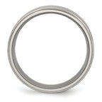 Chisel Titanium Satin Center Black Enamel 8mm Ridged Edge Band