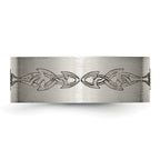 Titanium Brushed Laser Design 8mm Flat Band