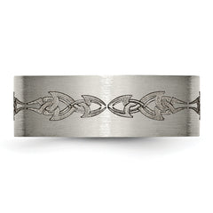 Titanium Brushed Laser Design 8mm Flat Band