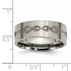 Titanium Brushed Laser Design 8mm Flat Band