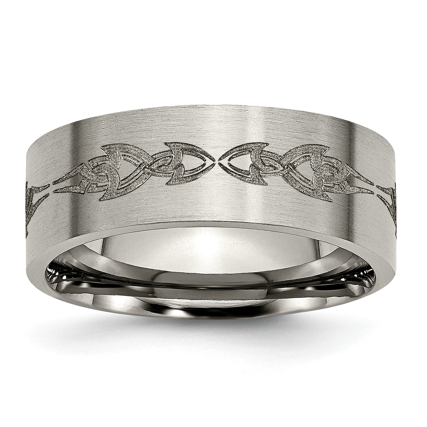 Titanium Brushed Laser Design 8mm Flat Band Main image