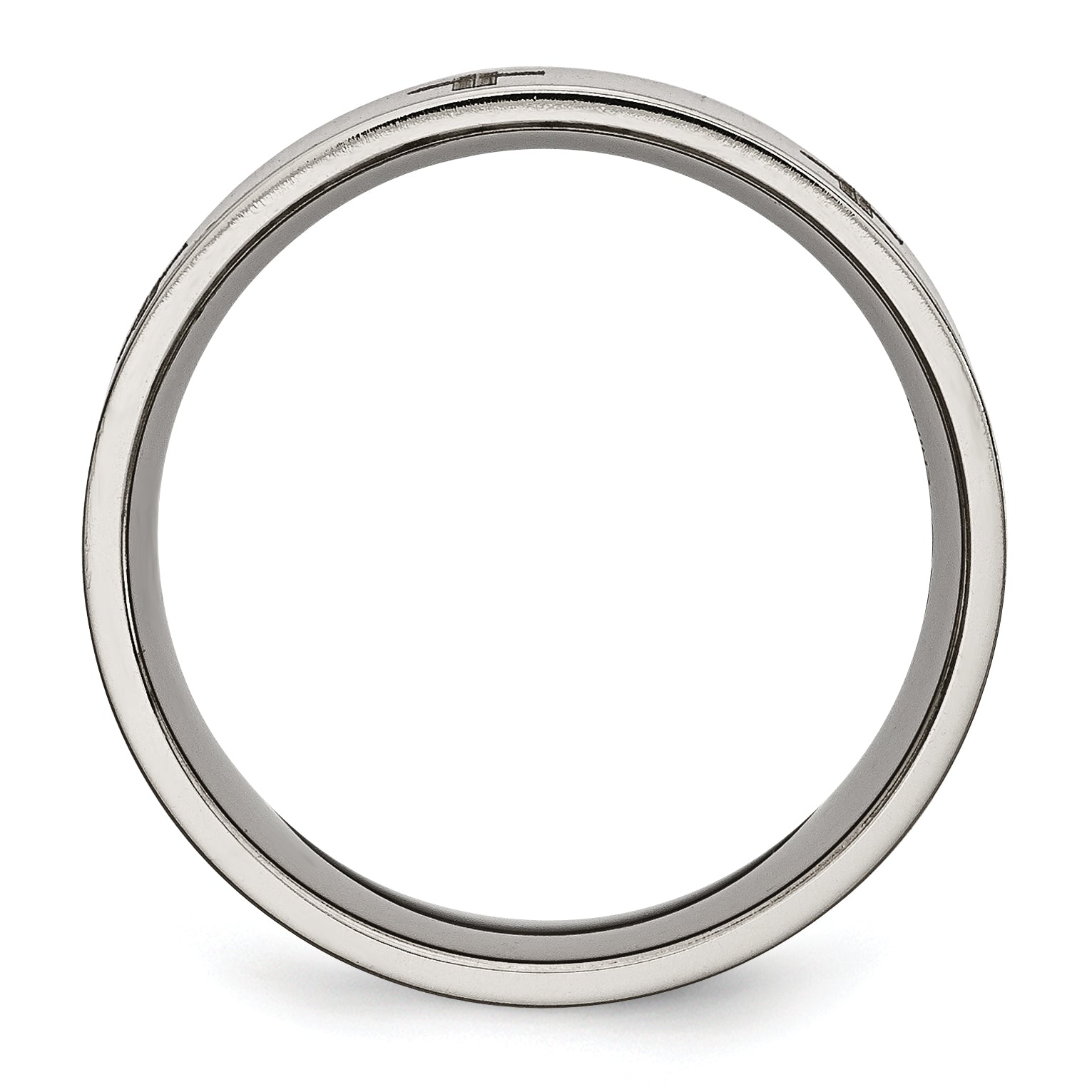 Chisel Titanium Brushed Cross Laser Design 8mm Flat Band Secondary image
