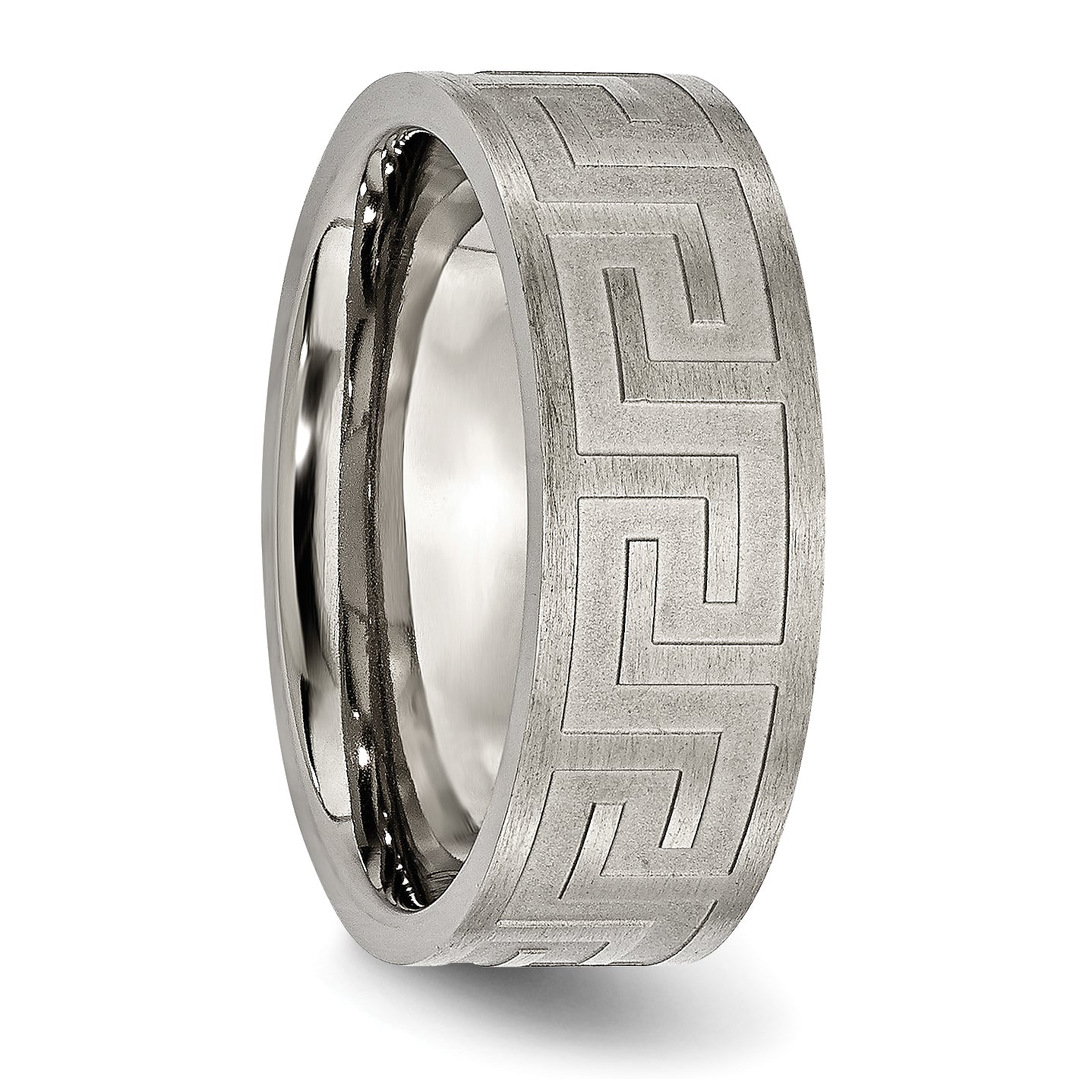 Titanium Greek Key 8mm Satin & Polished Band Main image