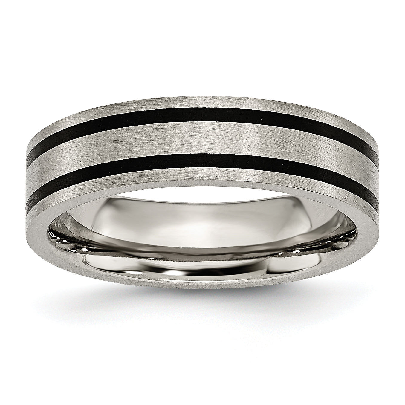 Chisel Titanium Brushed Black Enamel 6mm Flat Band Main image