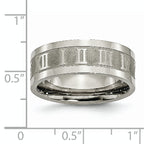 Chisel Titanium Satin Center 8mm Roman Numerals Flat Band