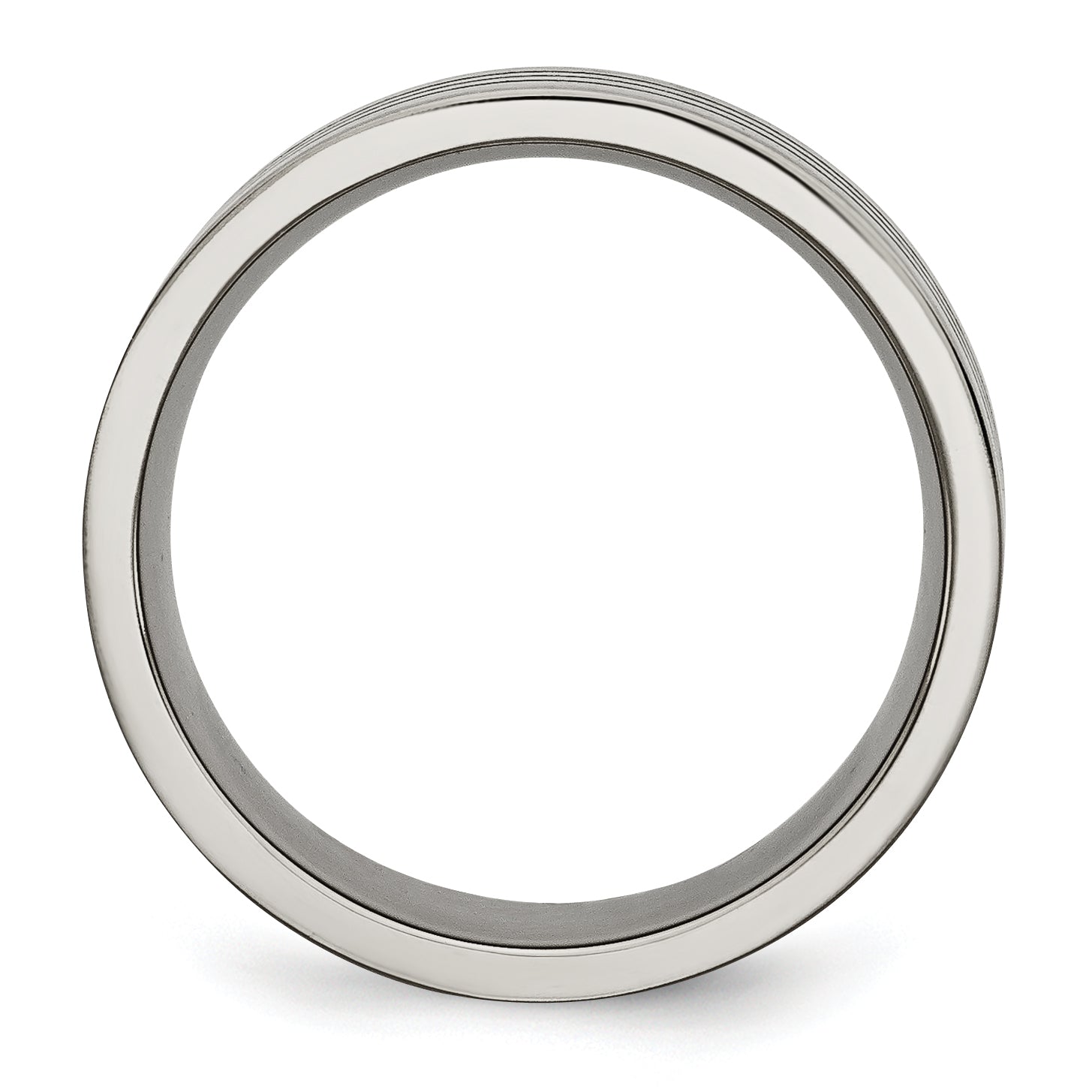 Striped Wedding Band in Titanium with Black Enamel, 8mm Secondary image
