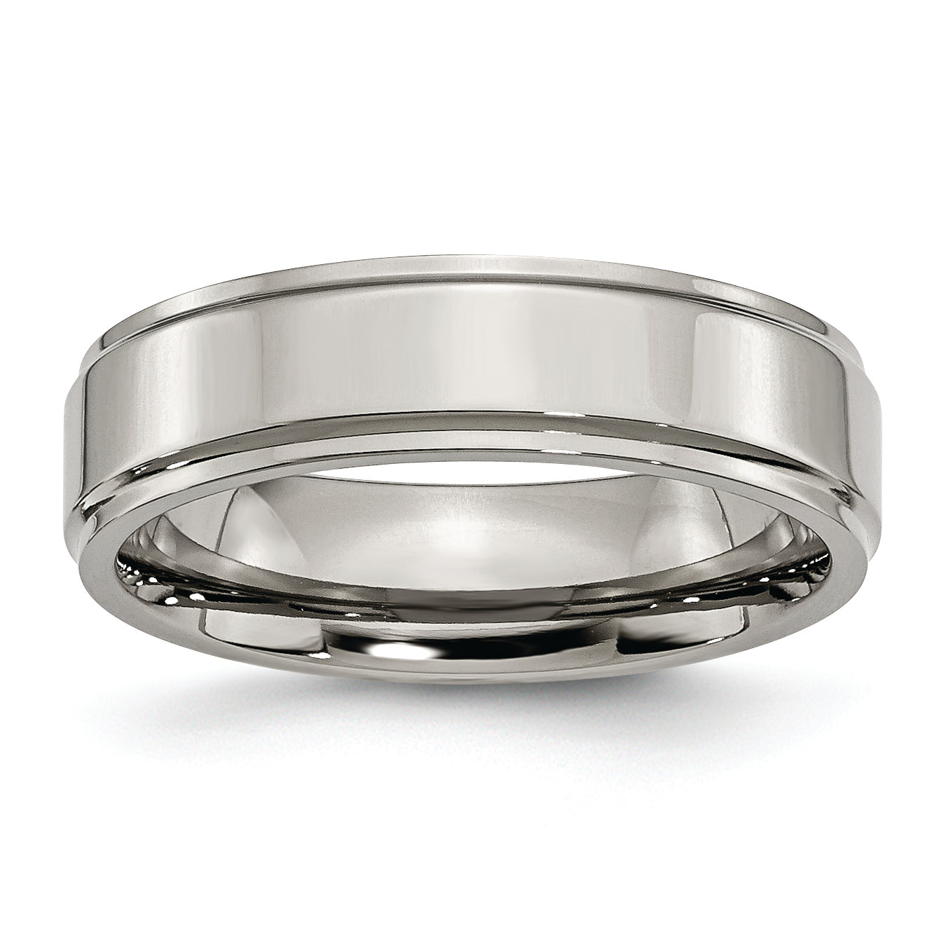 Chisel Titanium Polished 6mm Ridged Edge Band Main image