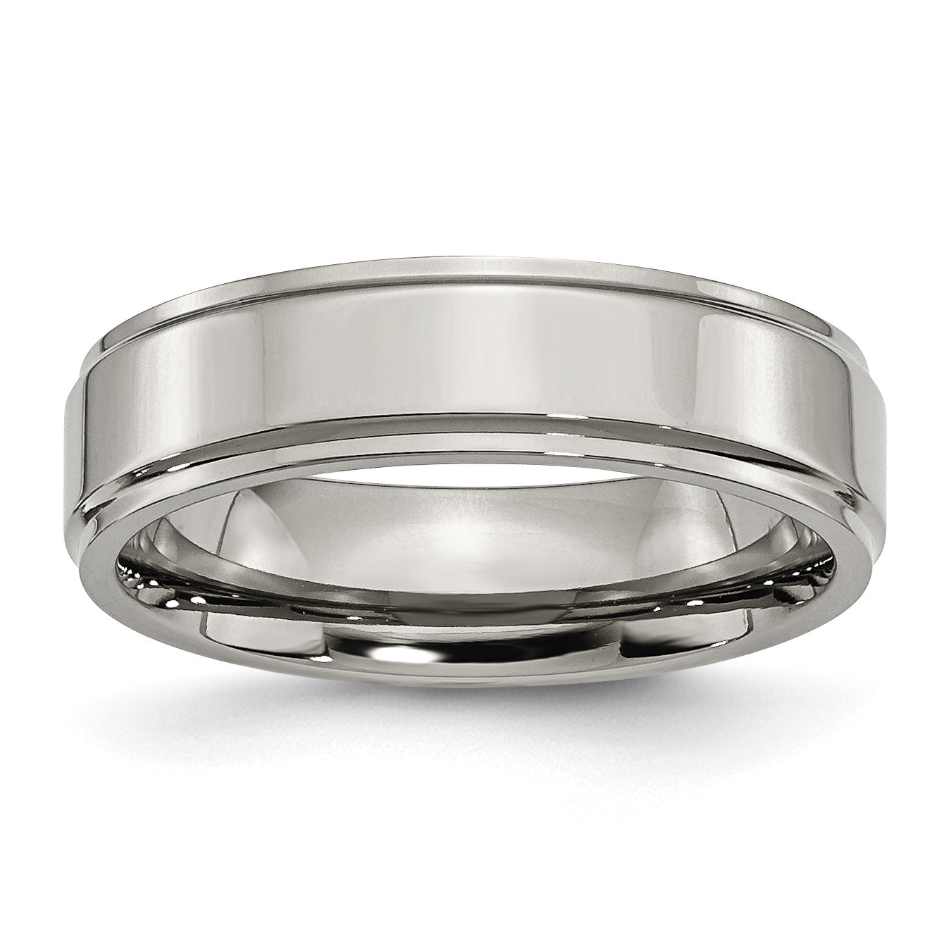 Chisel Titanium Polished 6mm Ridged Edge Band Main image