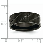 Chisel Titanium Brushed and Polished Black IP-plated Swirl Design 8mm Band