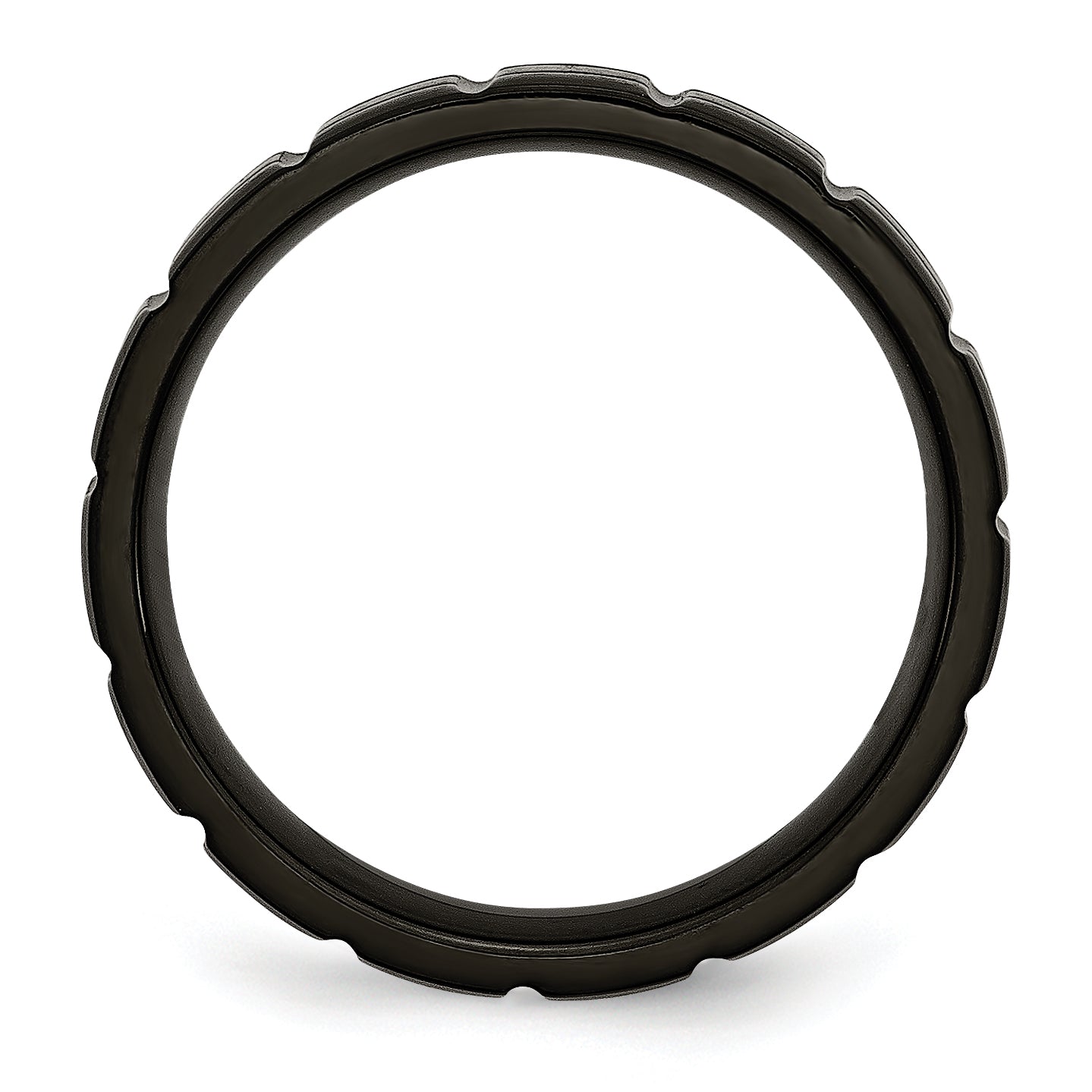 Notched Wedding Band in Titanium with Black IP Plating, 6mm Secondary image