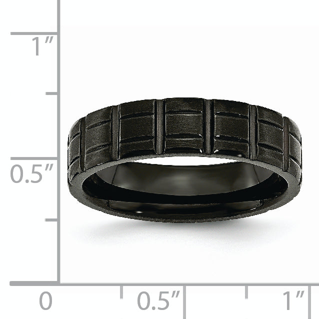 Chisel Titanium Brushed and Polished Black IP-plated 6mm Notched Band