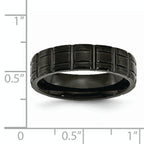 Chisel Titanium Brushed and Polished Black IP-plated 6mm Notched Band