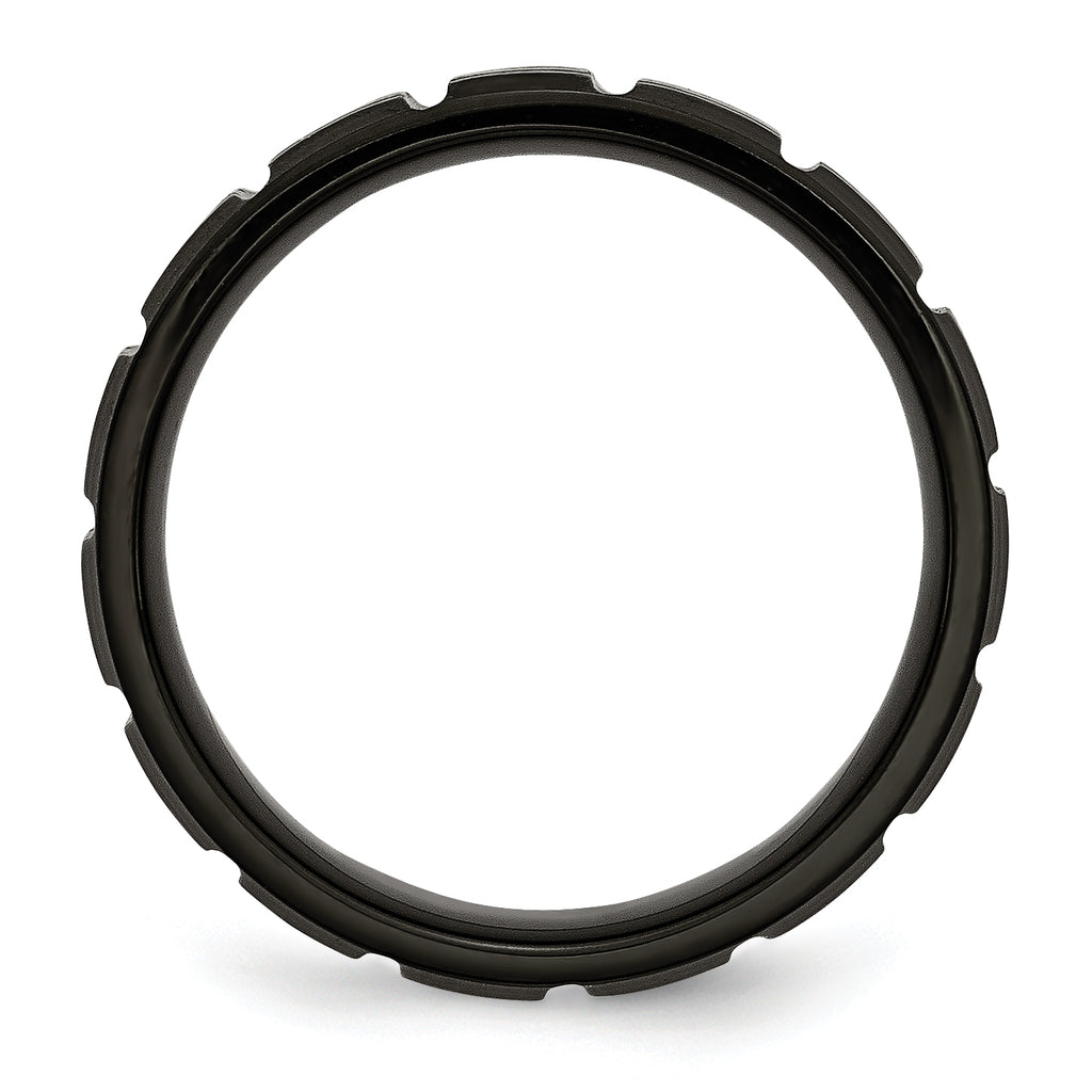 Chisel Titanium Brushed and Polished Black IP-plated 8mm Notched Band