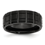 Chisel Titanium Brushed and Polished Black IP-plated 8mm Notched Band