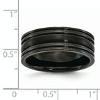 Titanium Grooved Black IP-plated 8mm Brushed and Polished Band