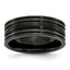 Titanium Grooved Black IP-plated 8mm Brushed and Polished Band