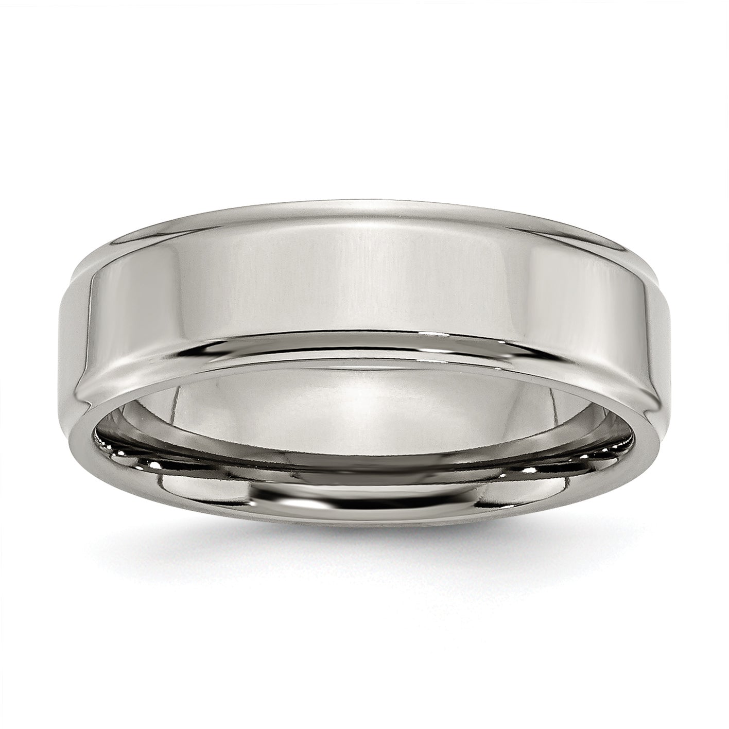Chisel Titanium Polished 7mm Ridged Edge Band Main image